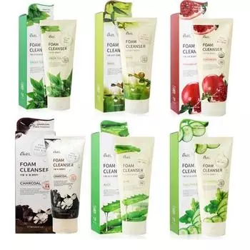 [EKEL] Очищающая пенка с зеленым чаем / улиткой / гранатом / древесным углем / алоэ / огурцом 180 мл Green Tea