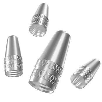EKIND Велосипедный колпачок для колеса Presta, детали общего назначения, колпачок для вентиля, изготовленный из алюминия с заостренным концом (Набор 4, Форма, Серебро) серебряный