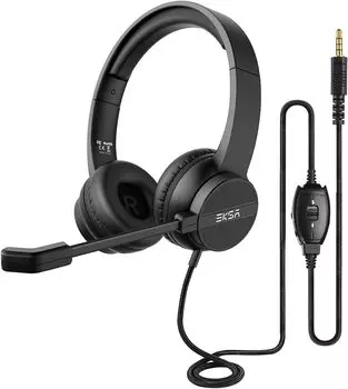 EKSA Business Headset with PC Hand with Mute Volume Online Home Voice Web Headset Microphone, Headset, Controller, Wire, Lightweight, Function,