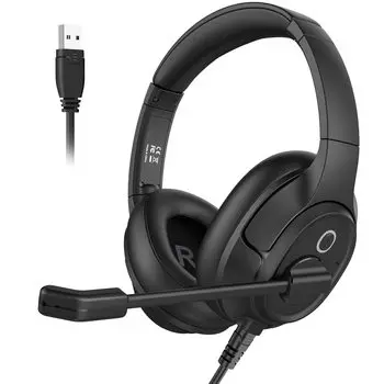 EKSA USB Call Noise, оснащенная гарнитурой для ПК с функцией отключения звука Hand Web Remote Home Voice, проводные наушники для черной гарнитуры, подключение, снижение,