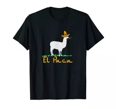 El Paca Cool Alpaca Сомбреро и Усы - Футболка