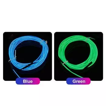 EL Wire 16.4ft/5m 3V портативная неоновая лента на батарейках светящаяся веревка гирлянды DIY украшения синий
