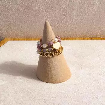 Elastic Acrylic Flower Pearl Love Heart Party Jewelry Beaded Rings Women Ring Finger Ring Set