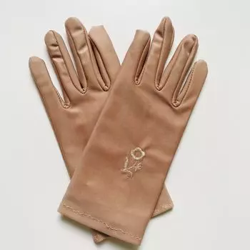 Elastic Gloves Women Etiquette Black and White Embroidered Sun Protection Riding Driving Electric Car Work Tally Protective Gloves Autumn Warm Embroidery-skin color All yards