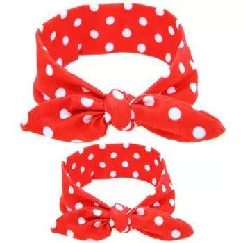 Elastic Headband 2pcs Cloth Bowknot Headband Mother And Daughter Matching Gift Red