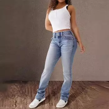 Elastic High-Waist Women s Denim Jeans for Spring & Summer XS