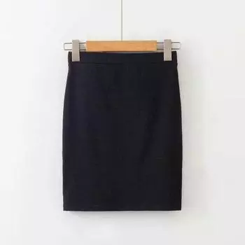 Elastic Hip Skirt Spring/Summer New Arrival Fashion Body Shaping Pure Color Base Skirt Wrapped Ol Skirt High Waist Women s Skirt Black S