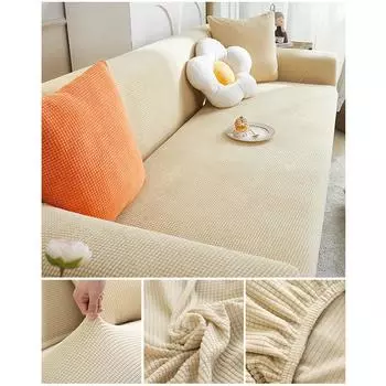 Elastic Jacquard Fabric Sofa Cover Stretch Couch Cover Sectional L Shape Sofa Slipcover Corner Case for Living Room 1/2/3/4 Seat 1Seat 90-130CM