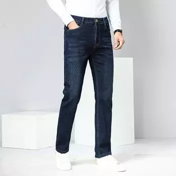 Elastic Jeans Men S Autumn Thick Fit Slim Straight Leg Business Casual Loose Autumn And Winter Long Pants Men 29