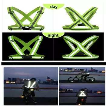 Elastic Reflective Vest Visibility Safety Striped Jacket Adjustable for Night Security Working Running Riding Cycling