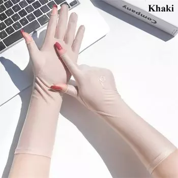 Elastic Thin Mid-long Driving Gloves Sunscreen Gloves Anti UV Etiquette Gloves
