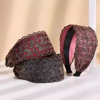 Elastic Wide Edge Hair Hoop Non Slip Mother Lace Hairbands Fashion Headwear Hair Accessories вино красного