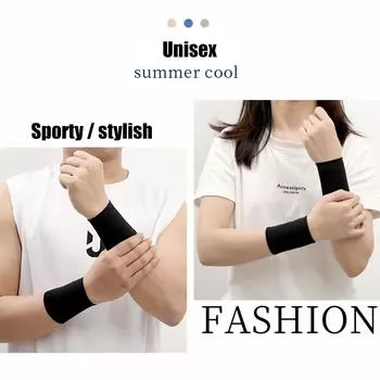 Elastic Wrist Brace Ice Silk Compression Wrist Sleeve for Men Women (Black 8cm)