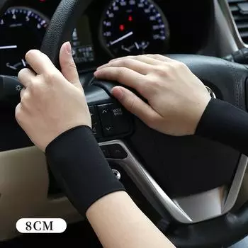 Elastic Wrist Brace Ice Silk Compression Wrist Sleeve for Men Women (Black 8cm)