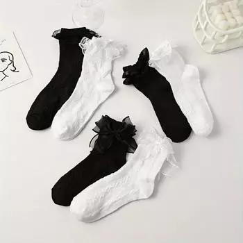 Elastic Y2K Lace Socks Ruffle Lolita JK Short Sock Fashion Women s Hosiery Women 6pairs