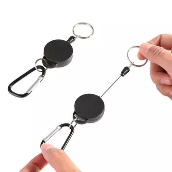 Elasticity Keychain Nylon Wire Rope Anti-Lost Key Ring ID Card Holder Badge Reel Outdoor Sports серебряный