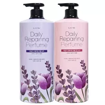 Elastine Daily Repairing Парфюмированный шампунь + ополаскиватель 1100 мл, большой объем, 1 набор, 1,1 л