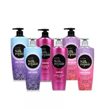 ELASTINE Silk Repair Perfect Shining Gold Шампунь/Кондиционер для шелковистых волос 550 мл Baby Powder Conditioner