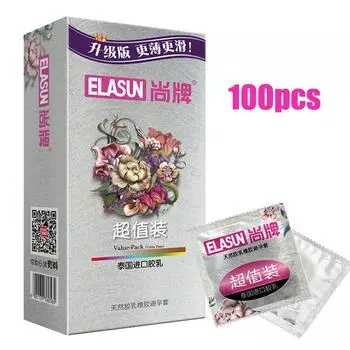 Elasun 100 шт. ультратонкий большой объем масла секс-презерватив контрацепции натуральный каучук пенис рукав для члена