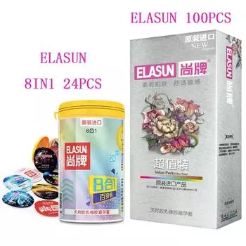 ELASUN 124 шт. презервативы для мужчин из натурального латекса 8 типов ультратонкие презервативы со смазкой презервативы контрацепция секс-игрушки для мужчин