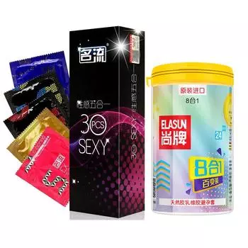 Elasun, 54 шт., 10 типов, латексные презервативы в горошек, ультратонкие ледяные презервативы для взрослых, безопасная контрацепция, презервативы для пар