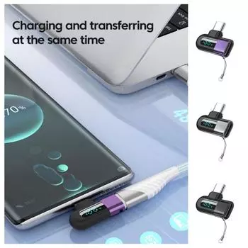 Elbow 90 Degree USB C To C Connector with Lanyard OTG Elbow Adapter Mobile Phone чёрный