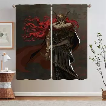 Elden Ringart Kitchen Curtains 2 Pcs Set Elegant Room Curtains for Doors Curtain Curls Partition Modern Home Decoration Blind W50xH70cmx2pcs-CL