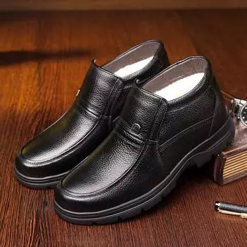 Elderly cotton shoes men s shoes winter men s cotton leather shoes leather velvet warm winter shoes middle-aged and elderly father shoes winter 38