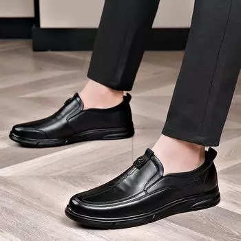 Elderly head leather shoes men s first layer cowhide business dress high-end men s genuine leather one-pedal soft-soled leather shoes 38