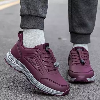 Elderly shoes men s and women s non-slip soft soles Middle-aged and elderly mother walking shoes Spring and autumn father sports leather surface men 36