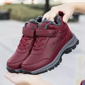 Elderly shoes winter casual velvet thickened warm large size dad cotton shoes mom shoes women s leather waterproof walking shoes 36
