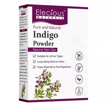 Elecious Indigo Powder for Hair Black 100% чистый и натуральный, без консервантов, натуральный краситель для волос, без аммиака, без PPD, подходит для всех типов волос, 200 г 7 oz