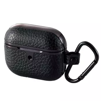 ELECOM AirPods 3rd generation compatible soft leather case side plating black (2021 model) AVA-AP3UCMBK