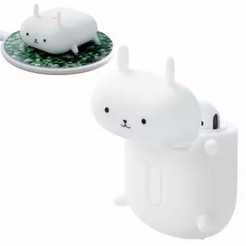 ELECOM AirPods Case Silicone Case Wireless Charging Compatible Animal Design with Connector Cap Rabbit AVA-APSCANRAB
