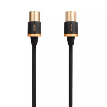 Elecom Антенный кабель прямой тонкий упаковка черного цвета [Совместимый с 4K/8K] Штекер F-типа, Штекер S-типа, Кабель, 0,7 м, 2, (DH-ATSS48K207BK) чёрный