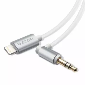 ELECOM AUX Мужской Кабель/Lightning-3.5 (L-образный)/Тонкий дизайн/1,0 м/Серебристый