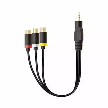 ELECOM AV Cable Stereo Mini Plug (Straight 4 Pole) - RCA Pin Plug Conversion 0.15m Black DH-MWRYF015BK