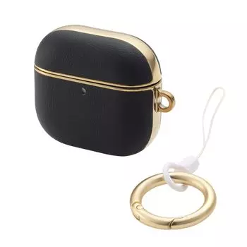 Elecom Чехол для AirPods AirPods 4-го поколения с активным шумоподавлением Мягкий кожаный чехол с покрытием Line Black AVA-AP06PLMBK