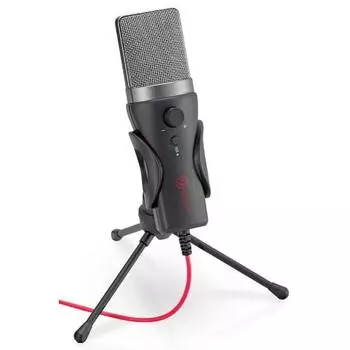 ELECOM Condenser Microphone USB Connection Mute Function/Gain Control/Mini Tripod Unidirectional Black HS-MC13UBK