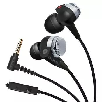 ELECOM Earphones Headphones with Microphone and Remote Control Canal CS200 Silver EHP-CS200MSV