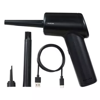 ELECOM Electric Air 3 Levels of Air Volume LED Light Brush Duster, Rechargeable, Powerful, Adjustment, Included, Area-Specific AD-ALB01BK чёрный