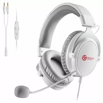 ELECOM Gaming Compatible with and Switch 2m Headset, Over-the-Ear, PS5, PS4, Switch, Lite, Model, White, HS-G40WH белый
