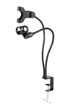 ELECOM gooseneck microphone stand with smartphone holder black HS-DSARMTBK