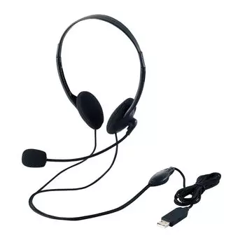 ELECOM Headset Microphone USB Binaural Overhead 1.8m HS-HP27UBK