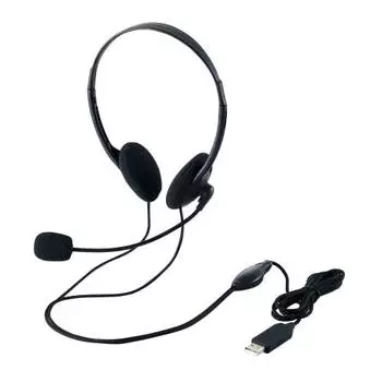 ELECOM Headset Microphone USB Binaural Overhead 1.8m HS-HP27UBK