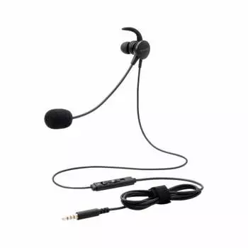 ELECOM Headset with Microphone Arm, 4-Pole Mini Plug, Inner Ear, Wired, Single Ear, Conversion Cable Included, Black HS-EP16TBK