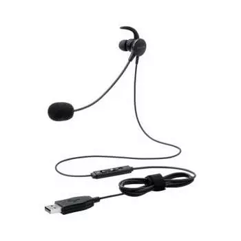 ELECOM Headset with Microphone Arm USB Inner Ear Wired Single Ear Black HS-EP16UBK