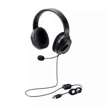 ELECOM Headset with Microphone USB Overhead Wired Binaural 40mm Driver Black HS-HP30UBK