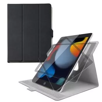 ELECOM iPad 10.2 9th/8/7th Generation (2021/2020/2019) Case Auto Sleep Compatible 360 ??Degree Rotation Soft Leather Black TB-A19RWVSMBK