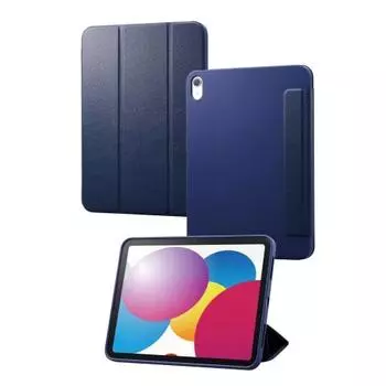 ELECOM iPad 10.9 10th Generation (2022) Case Cover Hybrid Case Silicone Flap Case 2 Angle Auto Sleep/Wake Compatible Navy TB-A22RWVSCHNV